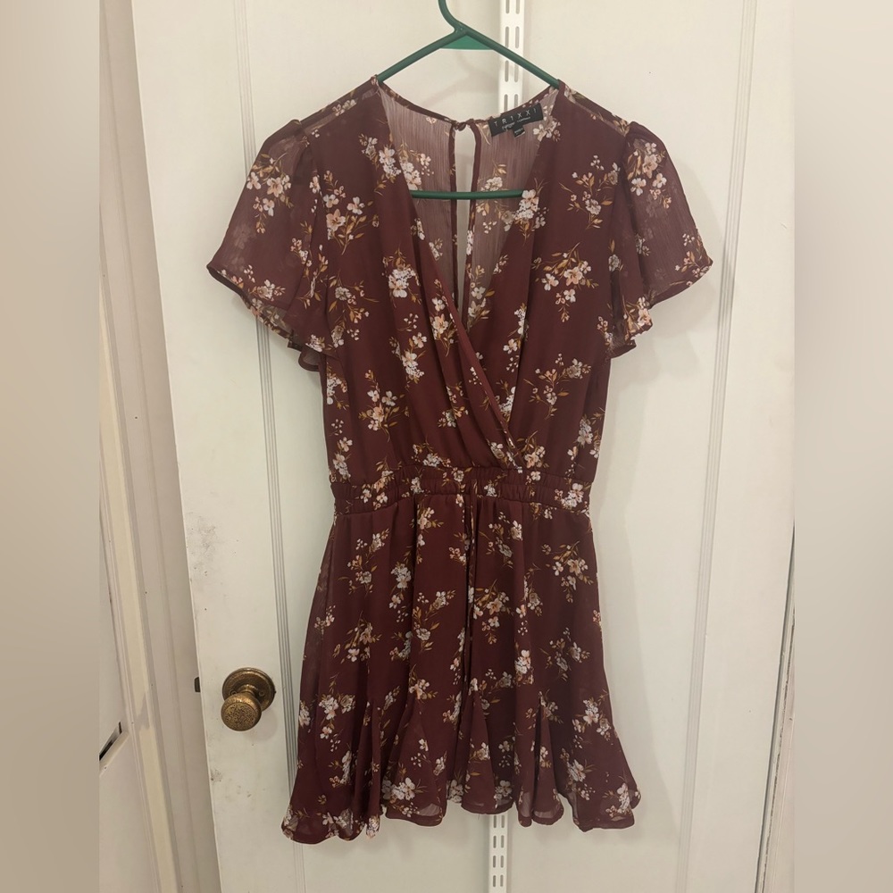 Floral Maroon Mini Dress